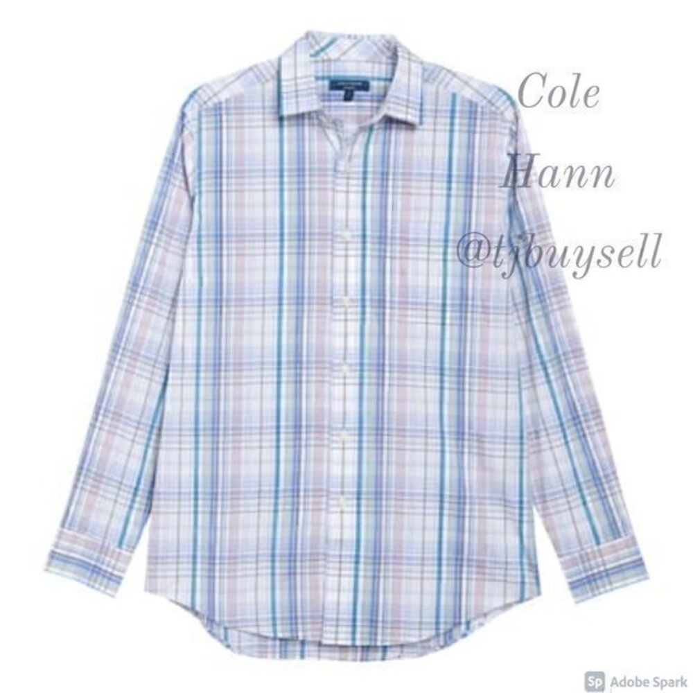 Cole Haan Plaid Print Regular Fit Shirt M5
